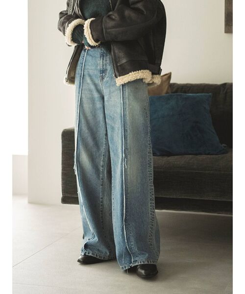 Ungrid（アングリッド）の「カットオフデザインルーズリメイクデニム（デニムパンツ・レディース・ブルー・24inch/26inch/25inch）」の5枚目の写真