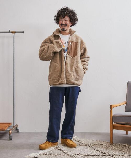 coen（コーエン）の「[洗える]ボアスタンドジップジャケット（ブルゾン・メンズ・ブラウン/オフホワイト/ブラック/グレー・M/S/XL/L）」の16枚目の写真