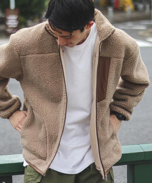 coen（コーエン）の「[洗える]ボアスタンドジップジャケット（ブルゾン・メンズ・ブラウン/オフホワイト/ブラック/グレー・M/S/XL/L）」の17枚目の写真