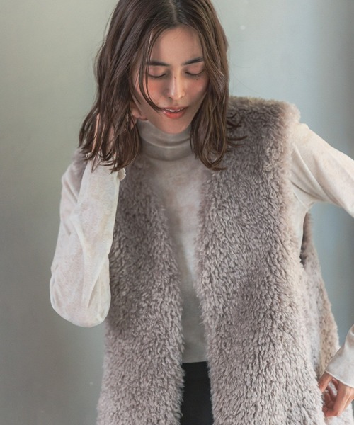 LEPSIM(レプシィム)の「ファーベスト 165188(その他アウター・レディース・ブラウン/グレイッシュベージュ・FREE)」の2枚目の写真