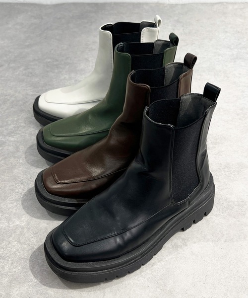 apres jour mignon(アプレジュールミニョン)の「サイドゴアブーツ【ZOZOTOWN限定アイテム】(ブーツ・レディース・ダークブラウン/ブラック/アイボリー/グリーン・MEDIUM/SMALL/X-LARGE/LARGE)」の6枚目の写真