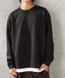 URBAN COLLECTION | ポンチ素材 ライトフェイクレイヤード無地トレーナー(スウェット)