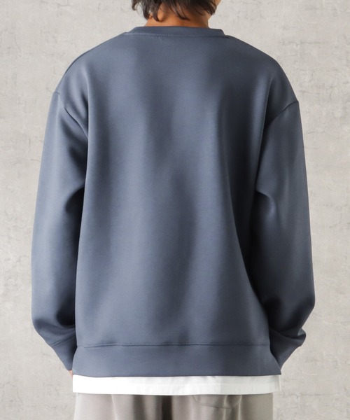 URBAN COLLECTION（アーバンコレクション）の「ポンチ素材 ライトフェイクレイヤード無地トレーナー（スウェット・メンズ・グレー/ブラック/ブルー/ブラウン・XL/M/L）」の8枚目の写真