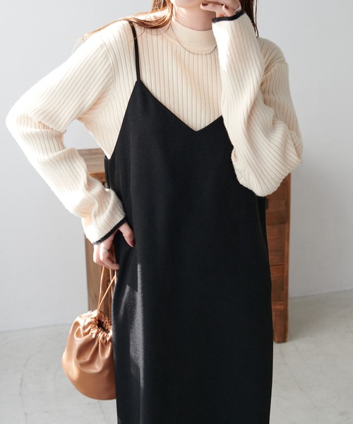 DISCOAT（ディスコート）の「テックウールストレッチVキャミワンピース（ワンピース・レディース・ブラック/ブラウン/イエロー・FREE）」の9枚目の写真