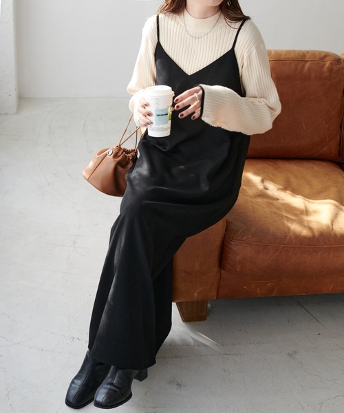 DISCOAT（ディスコート）の「テックウールストレッチVキャミワンピース（ワンピース・レディース・ブラック/ブラウン/イエロー・FREE）」の12枚目の写真