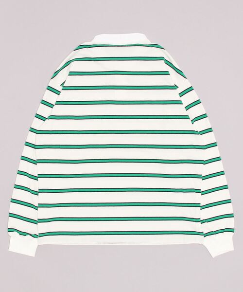 SUNNY SPORTS(サニースポーツ)の「SUNNY SPORTS/サニースポーツ BORDER STAND LAGER SHIRTS ボーダースタンドラガーシャツ(ポロシャツ・メンズ・マスタード/グリーン・LARGE/MEDIUM)」の3枚目の写真