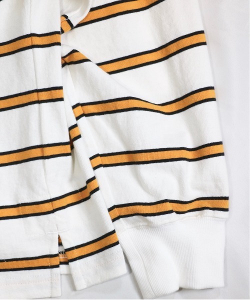 SUNNY SPORTS(サニースポーツ)の「SUNNY SPORTS/サニースポーツ BORDER STAND LAGER SHIRTS ボーダースタンドラガーシャツ(ポロシャツ・メンズ・マスタード/グリーン・LARGE/MEDIUM)」の8枚目の写真