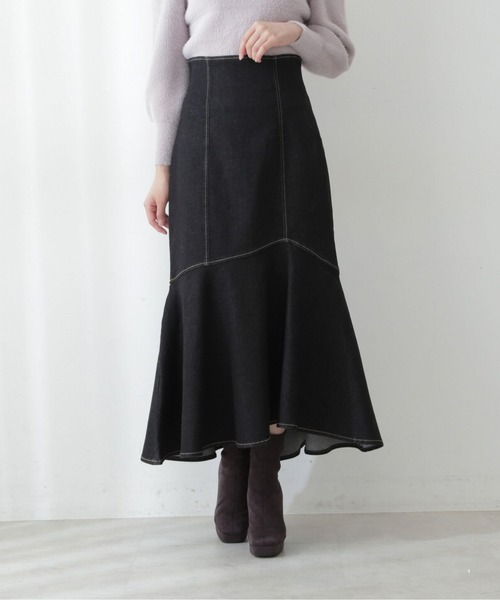 PROPORTION BODY DRESSING（プロポーションボディドレッシング）の「【美人百花11月号タイアップ 休井美郷さん着用商品】アシメデニムマーメイド / 1212220005（スカート・レディース・ダークネイビー/ブラック・MEDIUM/SMALL）」の12枚目の写真
