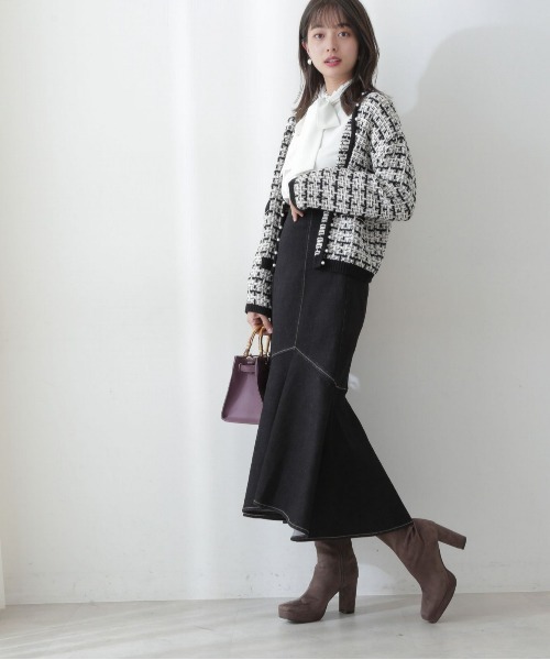 PROPORTION BODY DRESSING（プロポーションボディドレッシング）の「【美人百花11月号タイアップ 休井美郷さん着用商品】アシメデニムマーメイド / 1212220005（スカート・レディース・ダークネイビー/ブラック・MEDIUM/SMALL）」の7枚目の写真