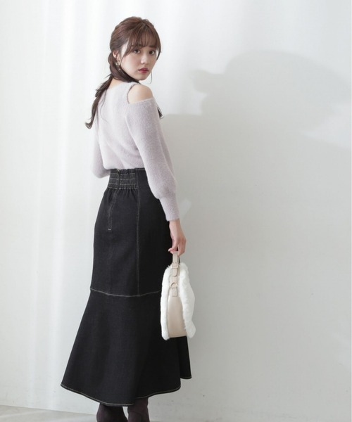 PROPORTION BODY DRESSING（プロポーションボディドレッシング）の「【美人百花11月号タイアップ 休井美郷さん着用商品】アシメデニムマーメイド / 1212220005（スカート・レディース・ダークネイビー/ブラック・MEDIUM/SMALL）」の5枚目の写真