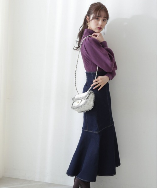 PROPORTION BODY DRESSING（プロポーションボディドレッシング）の「【美人百花11月号タイアップ 休井美郷さん着用商品】アシメデニムマーメイド / 1212220005（スカート・レディース・ダークネイビー/ブラック・MEDIUM/SMALL）」の11枚目の写真