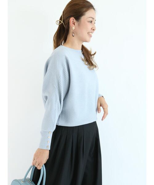 Te chichi TERRASSE（テチチテラス）の「ラメ混リブドルマンニット（ニット/セーター・レディース・ベージュ/イエロー/キナリ/ブルー・ﾌﾘ-）」の5枚目の写真