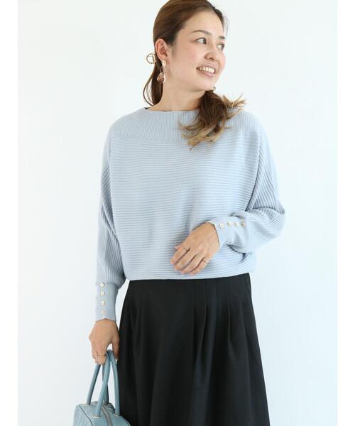 Te chichi TERRASSE（テチチテラス）の「ラメ混リブドルマンニット（ニット/セーター・レディース・ベージュ/イエロー/キナリ/ブルー・ﾌﾘ-）」の10枚目の写真