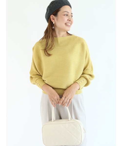 Te chichi TERRASSE（テチチテラス）の「ラメ混リブドルマンニット（ニット/セーター・レディース・ベージュ/イエロー/キナリ/ブルー・ﾌﾘ-）」の4枚目の写真
