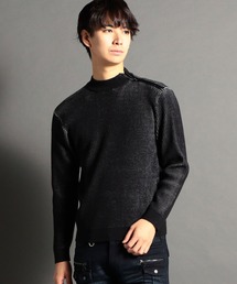 肩ファスナ－モックネックニット