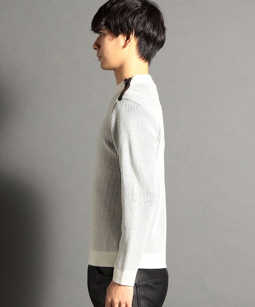 HIDEAWAYS NICOLE（ハイダウェイニコル）の「肩ファスナ－モックネックニット（ニット/セーター・メンズ・グレー/ホワイト×ブラック/ブラック×ホワイト/ボルドー・MEDIUM/LARGE/X-LARGE）」の9枚目の写真