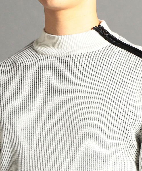 HIDEAWAYS NICOLE（ハイダウェイニコル）の「肩ファスナ－モックネックニット（ニット/セーター・メンズ・グレー/ホワイト×ブラック/ブラック×ホワイト/ボルドー・MEDIUM/LARGE/X-LARGE）」の15枚目の写真