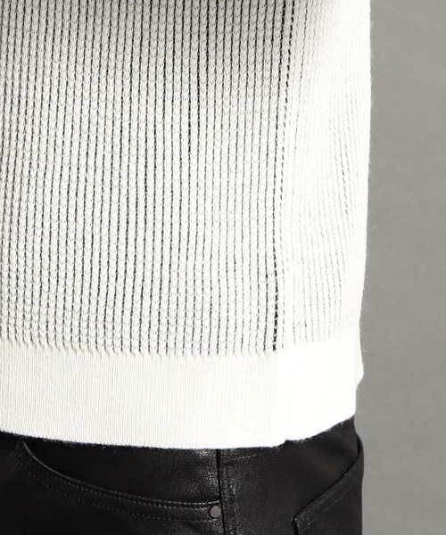 HIDEAWAYS NICOLE（ハイダウェイニコル）の「肩ファスナ－モックネックニット（ニット/セーター・メンズ・グレー/ホワイト×ブラック/ブラック×ホワイト/ボルドー・MEDIUM/LARGE/X-LARGE）」の6枚目の写真