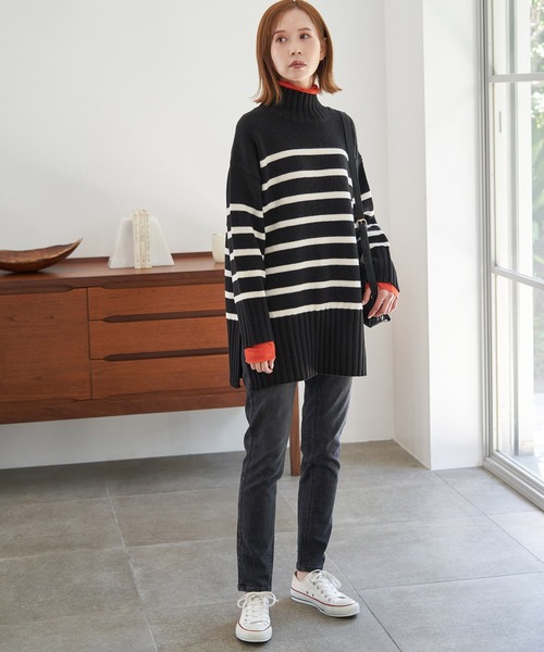ROPE' PICNIC(ロペピクニック)の「【WEB限定】ロングリブボーダーニットプルオーバー(ニット/セーター・レディース・ホワイト系その他5/ブラック系その他・38)」の12枚目の写真