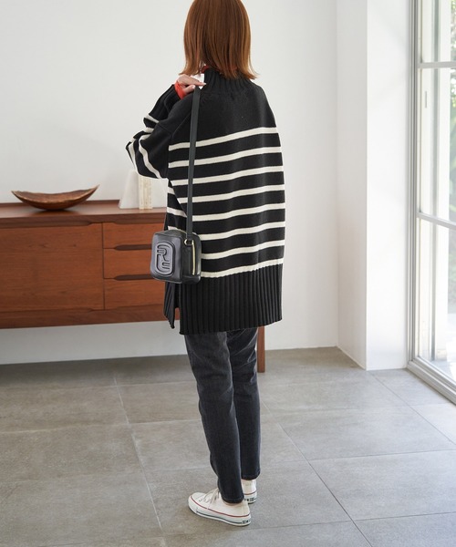 ROPE' PICNIC(ロペピクニック)の「【WEB限定】ロングリブボーダーニットプルオーバー(ニット/セーター・レディース・ホワイト系その他5/ブラック系その他・38)」の14枚目の写真