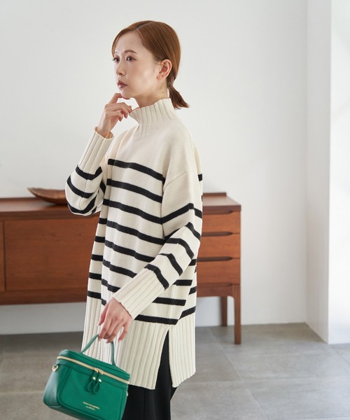 ROPE' PICNIC(ロペピクニック)の「【WEB限定】ロングリブボーダーニットプルオーバー(ニット/セーター・レディース・ホワイト系その他5/ブラック系その他・38)」の15枚目の写真