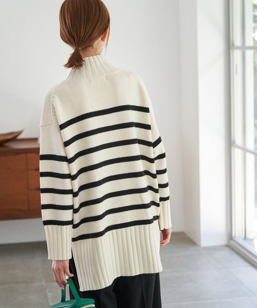 ROPE' PICNIC(ロペピクニック)の「【WEB限定】ロングリブボーダーニットプルオーバー(ニット/セーター・レディース・ホワイト系その他5/ブラック系その他・38)」の16枚目の写真
