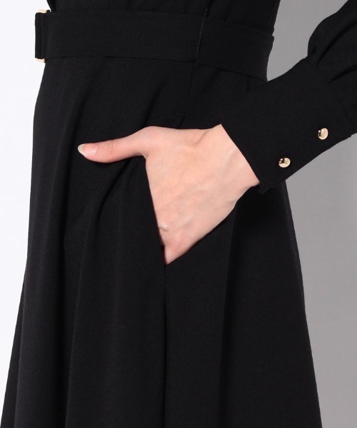 allureville ジョーゼットサファリポケットワンピース　ブラック　タグ付 セール】 ジョーゼットサファリポケットワンピース （ドレス