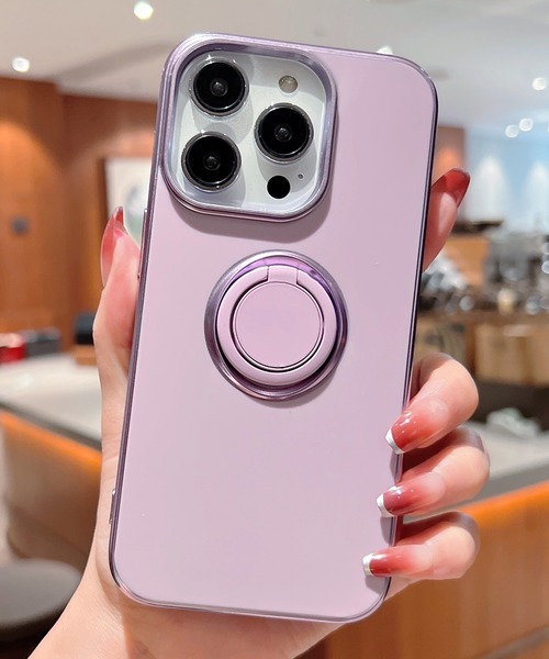 TeddyShop（テディショップ）の「【iPhone14 Pro用】カーホルダー対応メタリックスマホリング付きスマホケース（スマホケース/カバー・メンズ・グリーン/ピンク/パープル/ブラック/ホワイト・ONE SIZE）」の4枚目の写真