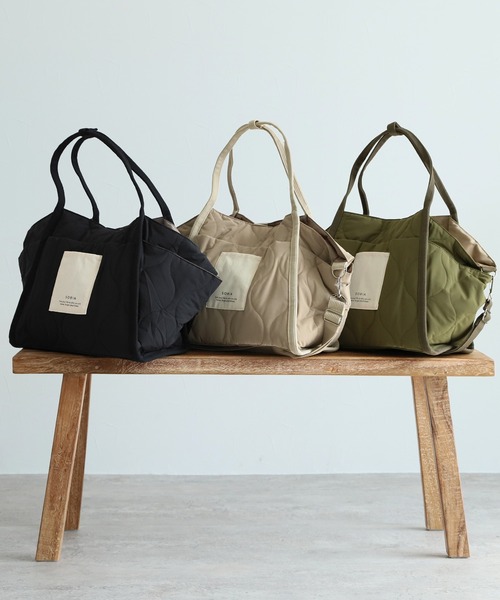 reca（レカ）の「ウェーブキルトワイド2wayトート（トートバッグ・レディース・ブラック/カーキ/ベージュ・ONE SIZE）」の12枚目の写真