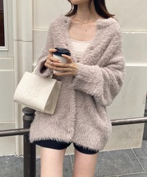 one after another NICE CLAUP | ふわふわ感があざと可愛い。フェザーロングクルーカーディガン(カーディガン/ボレロ)