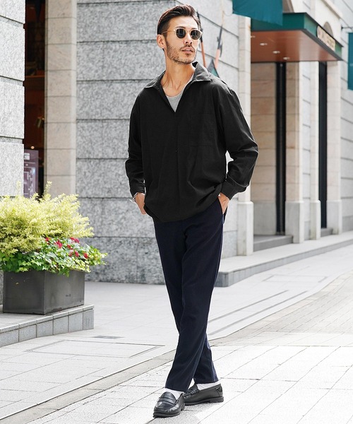 roshell（ロシェル）の「スキッパー プルオーバーシャツ（シャツ/ブラウス・メンズ・ホワイト/ブラック・MEDIUM/LARGE）」の10枚目の写真