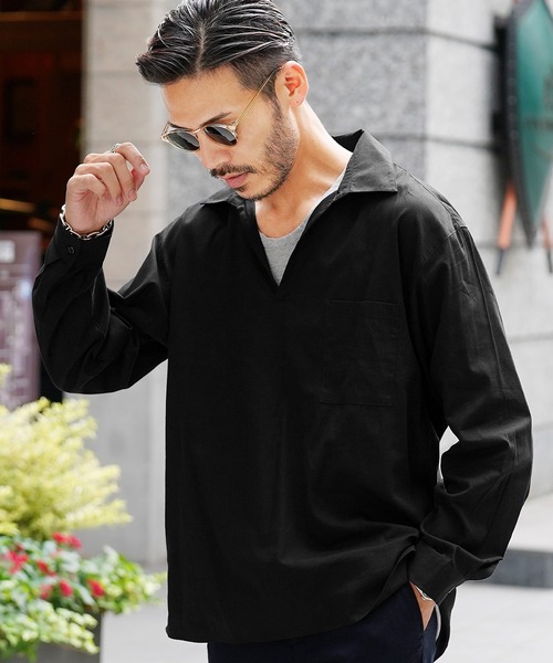 roshell（ロシェル）の「スキッパー プルオーバーシャツ（シャツ/ブラウス・メンズ・ホワイト/ブラック・MEDIUM/LARGE）」の12枚目の写真