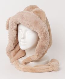 XU | ストリートファッション XU エックスユー KUMASAN fur cap クマ ファーキャップ 耳付き帽子 もこもこ帽子 冬服 モコモコ(ハット)