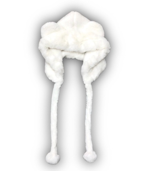 XU(エックスユー)の「ストリートファッション XU エックスユー KUMASAN fur cap クマ ファーキャップ 耳付き帽子 もこもこ帽子 冬服 モコモコ(ハット・メンズ・ダークベージュ/ホワイト/ブラック・ONE SIZE)」の4枚目の写真
