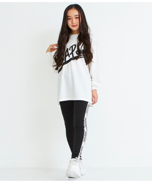 ANAP GiRL(アナップガール)の「ラインテープ裏シャギーレギンス(レギンス/スパッツ・キッズ・ブラック/ライトグレー・XS/S/M)」の6枚目の写真