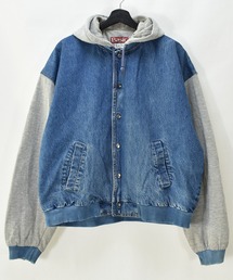 【ヴィンテージ古着】90's Basic フード付き デニムスタジャン