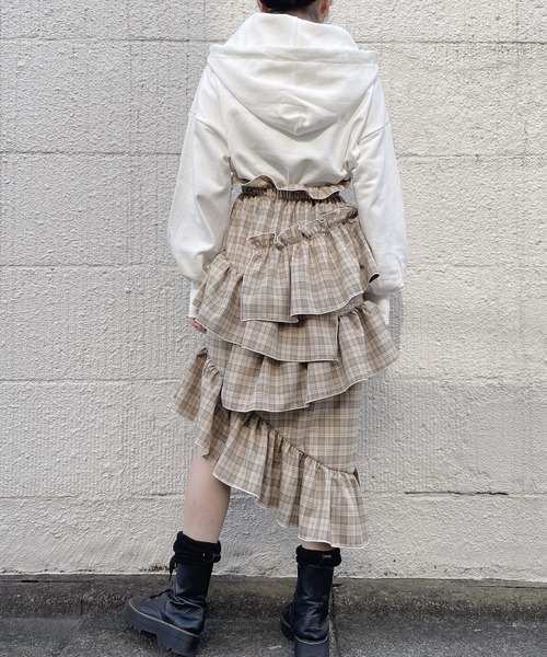 lilLilly（リルリリー）の「フリルチェックロングスカート