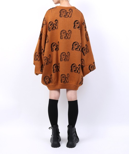 PUNYUS（プニュズ）の「ロゴジャガードニット（ニット/セーター・レディース・ネイビー/オレンジ/グリーン/ブルー/パープル・3/4/1/2）」の7枚目の写真