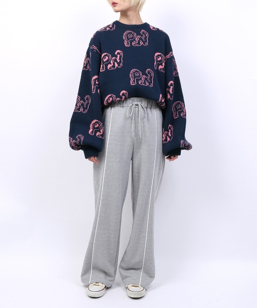 PUNYUS（プニュズ）の「ロゴジャガードニット（ニット/セーター・レディース・ネイビー/オレンジ/グリーン/ブルー/パープル・3/4/1/2）」の19枚目の写真