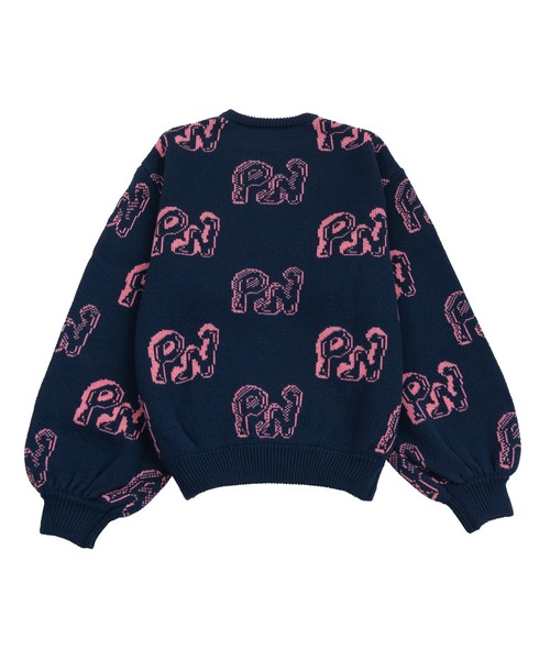 PUNYUS（プニュズ）の「ロゴジャガードニット（ニット/セーター・レディース・ネイビー/オレンジ/グリーン/ブルー/パープル・3/4/1/2）」の15枚目の写真