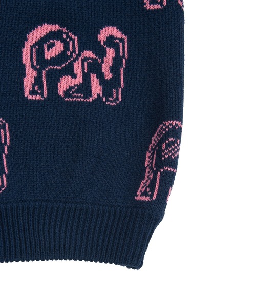 PUNYUS（プニュズ）の「ロゴジャガードニット（ニット/セーター・レディース・ネイビー/オレンジ/グリーン/ブルー/パープル・3/4/1/2）」の8枚目の写真