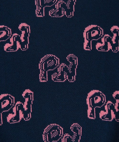 PUNYUS（プニュズ）の「ロゴジャガードニット（ニット/セーター・レディース・ネイビー/オレンジ/グリーン/ブルー/パープル・3/4/1/2）」の18枚目の写真