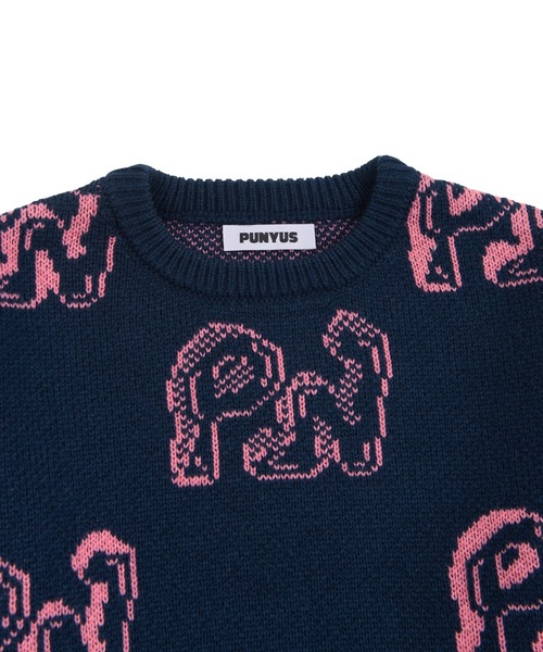 PUNYUS（プニュズ）の「ロゴジャガードニット（ニット/セーター・レディース・ネイビー/オレンジ/グリーン/ブルー/パープル・3/4/1/2）」の16枚目の写真