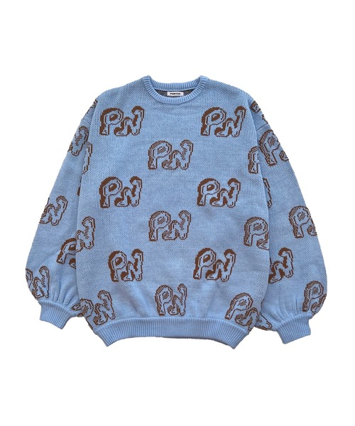 PUNYUS（プニュズ）の「ロゴジャガードニット（ニット/セーター・レディース・ネイビー/オレンジ/グリーン/ブルー/パープル・3/4/1/2）」の21枚目の写真