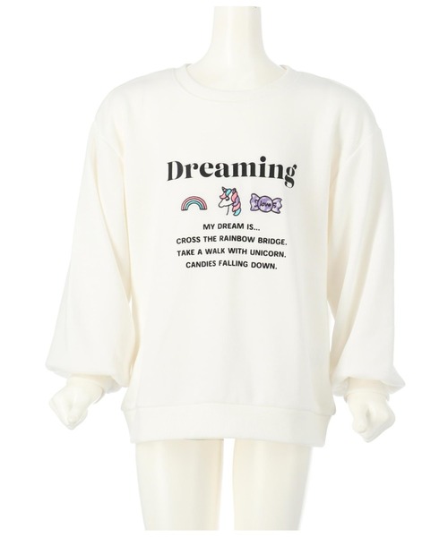 ANAP kids（アナップキッズ）の「アイコンプリント裏毛トレーナー（スウェット・キッズ・サックスブルー/ホワイト/ベージュ・110cm/130cm/120cm）」の2枚目の写真