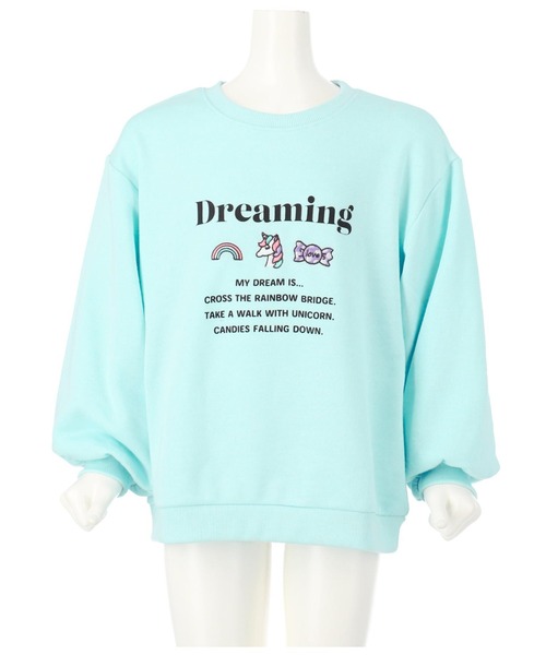 ANAP kids（アナップキッズ）の「アイコンプリント裏毛トレーナー（スウェット・キッズ・サックスブルー/ホワイト/ベージュ・110cm/130cm/120cm）」の3枚目の写真