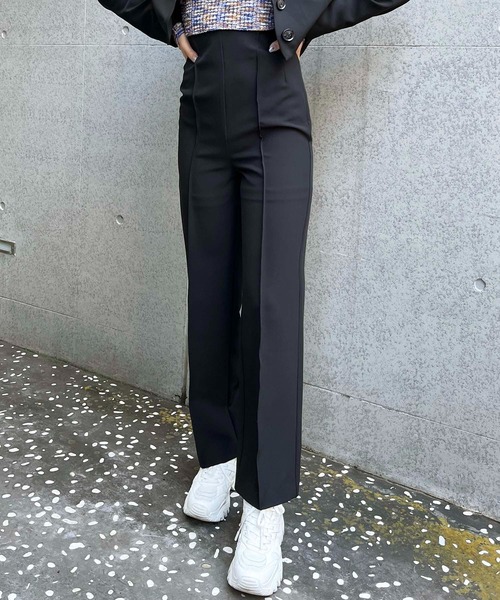 SPIRALGIRL（スパイラルガール）の「ピンタックベーシックパンツ（スラックス・レディース・ブラック/ベージュ/ホワイト・FREE）」の2枚目の写真