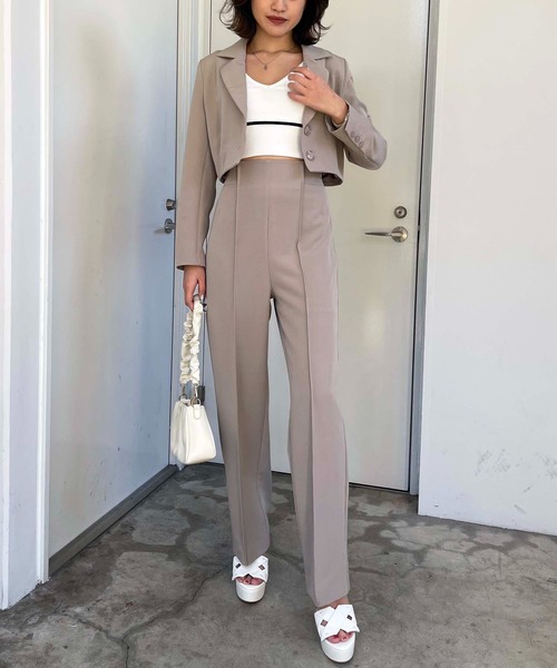 SPIRALGIRL（スパイラルガール）の「ピンタックベーシックパンツ（スラックス・レディース・ブラック/ベージュ/ホワイト・FREE）」の8枚目の写真