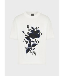 EMPORIO ARMANI | 【エンポリオ アルマーニ】Tシャツ テンセル混紡ジャージー製 オーバーサイズフラワー刺繍＆ロゴ(Tシャツ/カットソー)