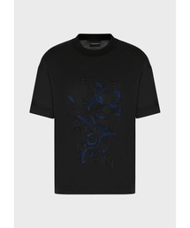 EMPORIO ARMANI | 【エンポリオ アルマーニ】Tシャツ テンセル混紡ジャージー製 オーバーサイズフラワー刺繍＆ロゴ(Tシャツ/カットソー)